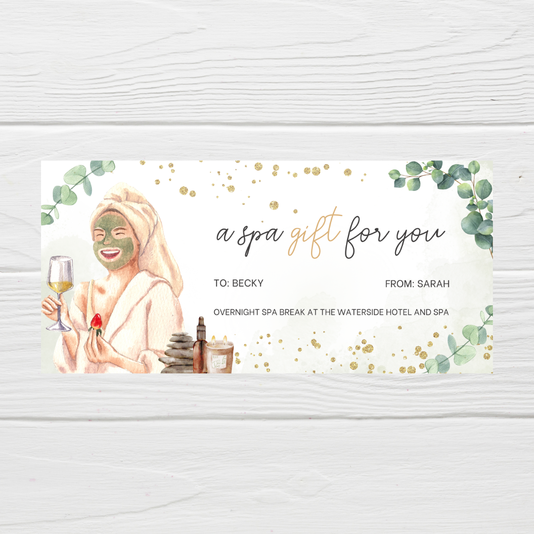 Surprise Ticket Print | Personalised Spa Day Break Ticket Voucher | Gift Idea