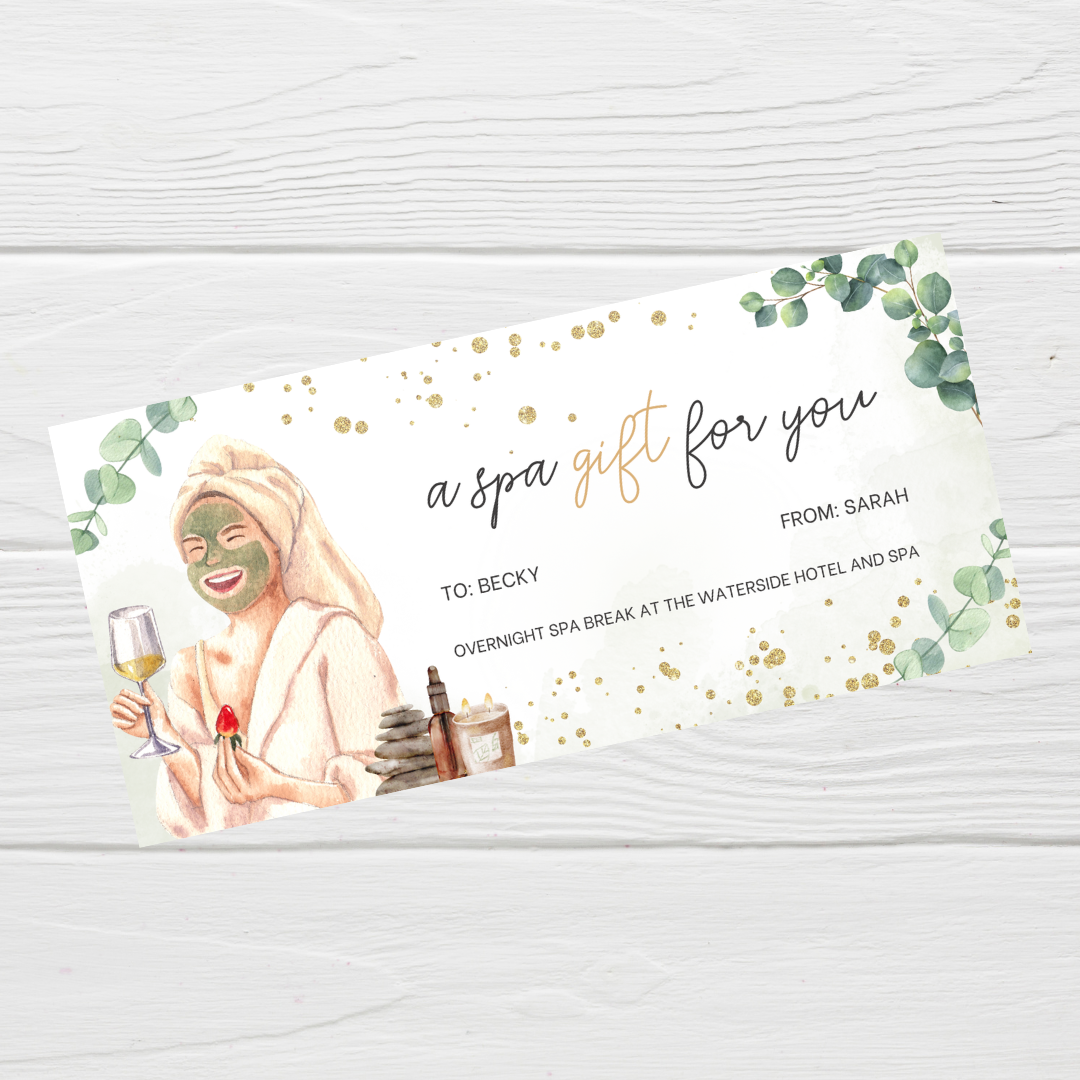 Surprise Ticket Print | Personalised Spa Day Break Ticket Voucher | Gift Idea
