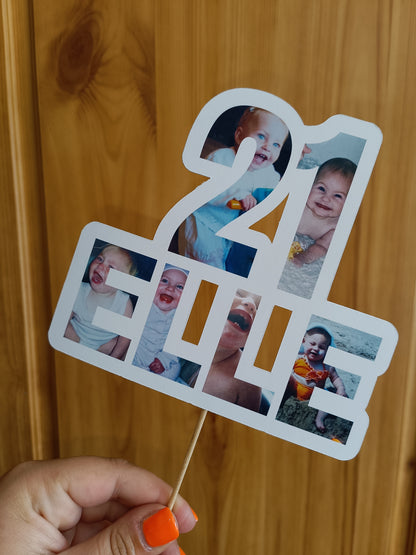 Cake Topper | Personalised Photo Name Age Cake Topper | Personalised Photo Party Supplies