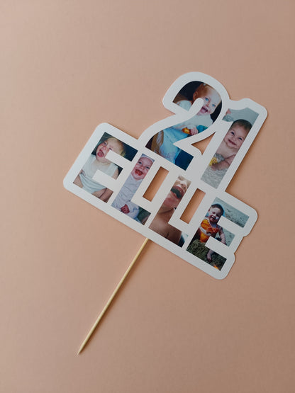 Cake Topper | Personalised Photo Name Age Cake Topper | Personalised Photo Party Supplies