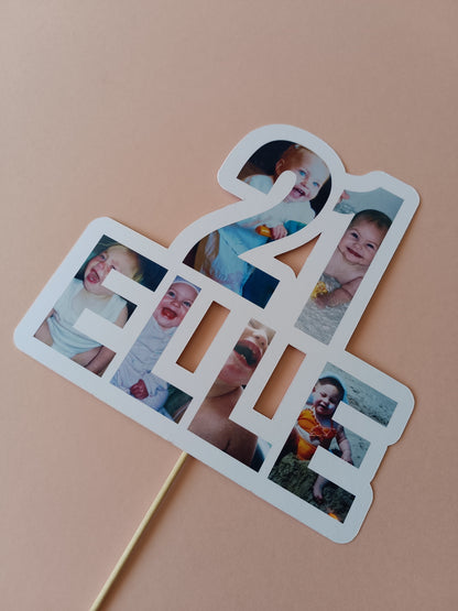 Cake Topper | Personalised Photo Name Age Cake Topper | Personalised Photo Party Supplies