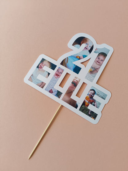 Cake Topper | Personalised Photo Name Age Cake Topper | Personalised Photo Party Supplies