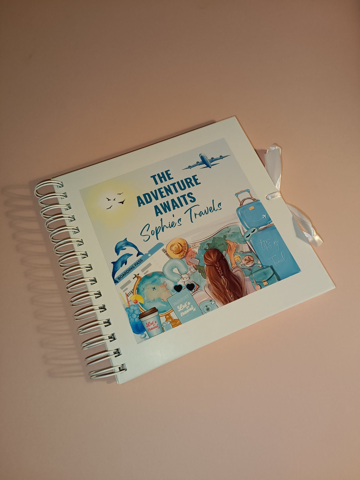 Personalised Travel Scrapbook | Blue Travel Scrapbook | Personalised Travel Gift