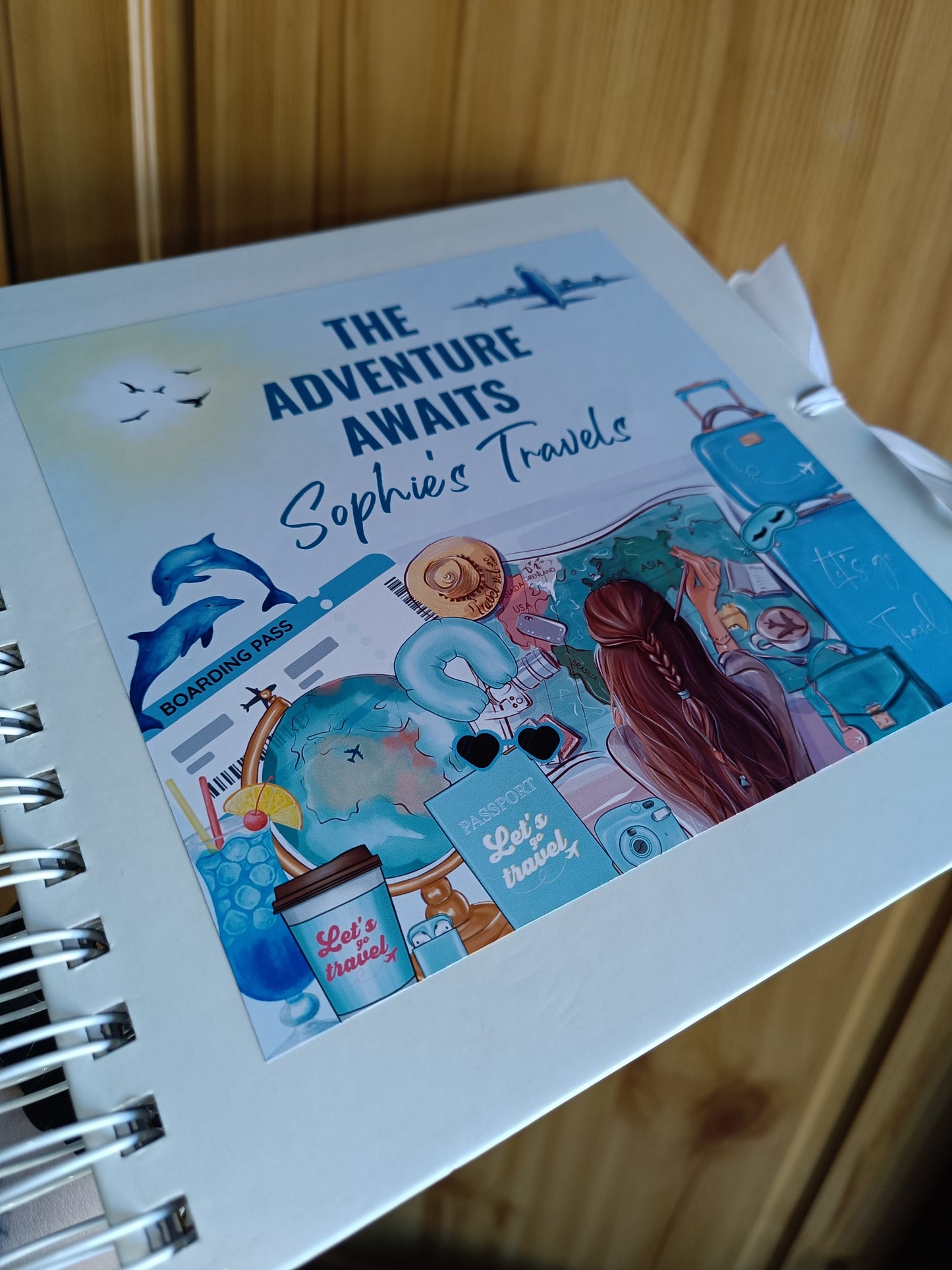 Personalised Travel Scrapbook | Blue Travel Scrapbook | Personalised Travel Gift