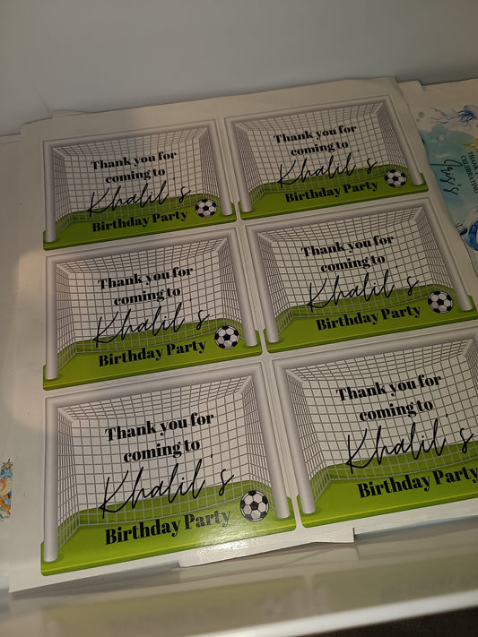 6 x Football Rectangle Party Bag Stickers | Khalil's Birthday Party | SALE ITEM