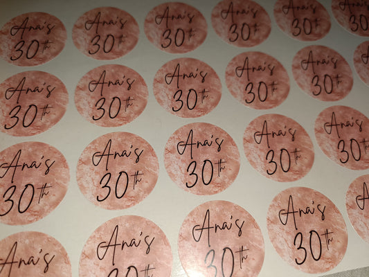 24 x Blush Pink Stickers | Ana's 30th | SALE ITEM