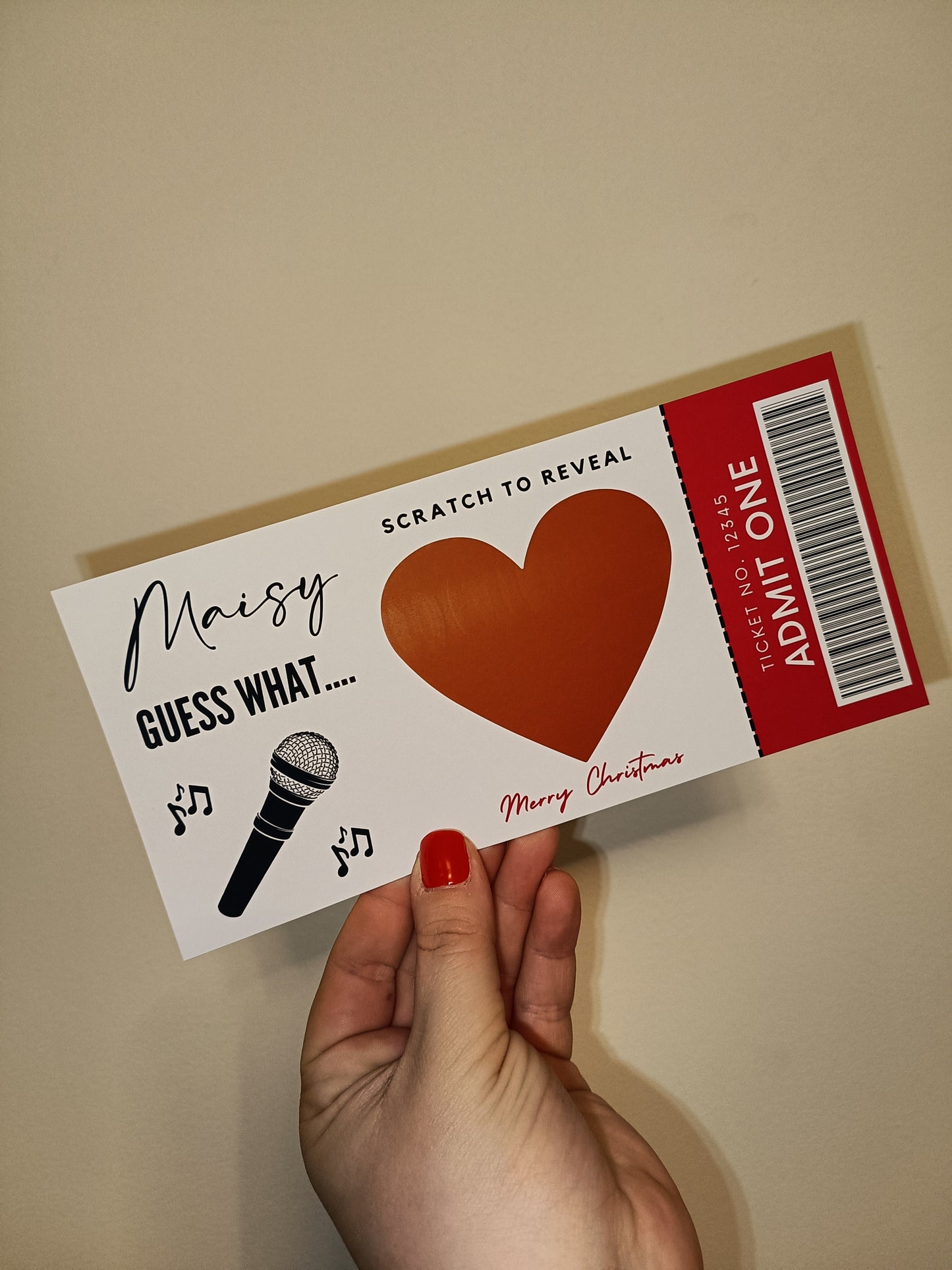 Surprise Ticket Print | Personalised Concert Scratch Reveal Ticket | Gift Idea