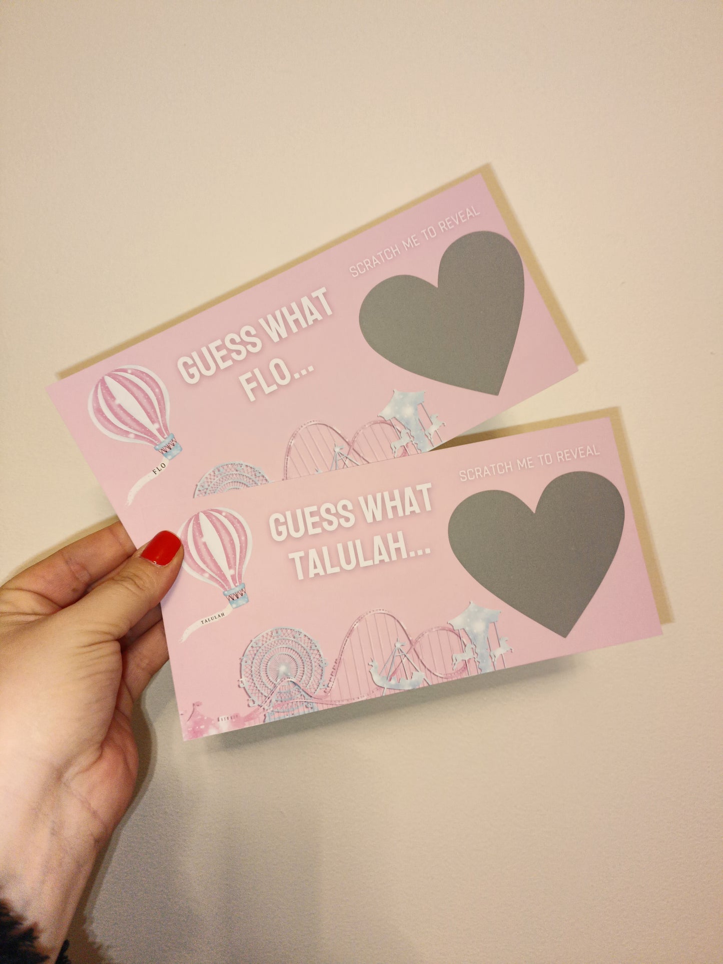Surprise Ticket Print | Personalised Pink Theme Park Ticket Pass Voucher Membership | Scratch Reveal | Gift Idea