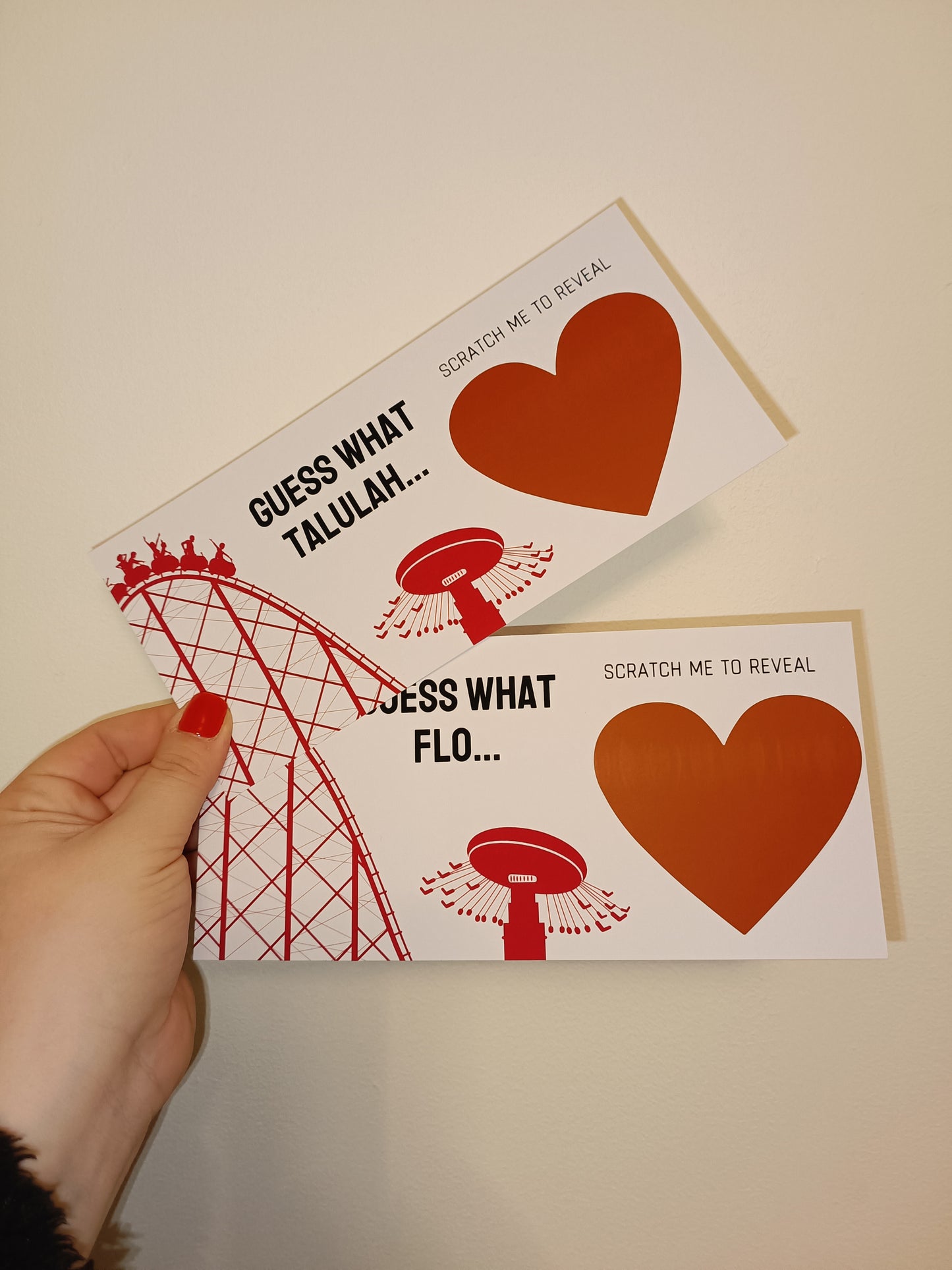 Surprise Ticket Print | Personalised Red Theme Park Ticket Pass Voucher Membership | Scratch Reveal | Gift Idea