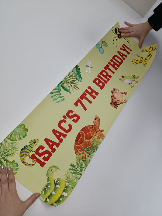 SALE | Green Reptile Banner | Isaac's 7th Birthday | Personalised Birthday Banner