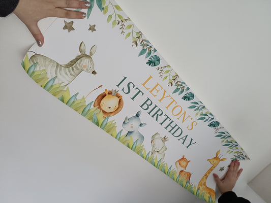 SALE ITEM | Safari Banner | Leyton's 1st Birthday | Personalised Birthday Banner