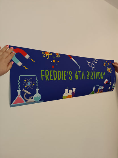 Science Banner | Personalised Party Banner | Science Theme - Dinky Designs