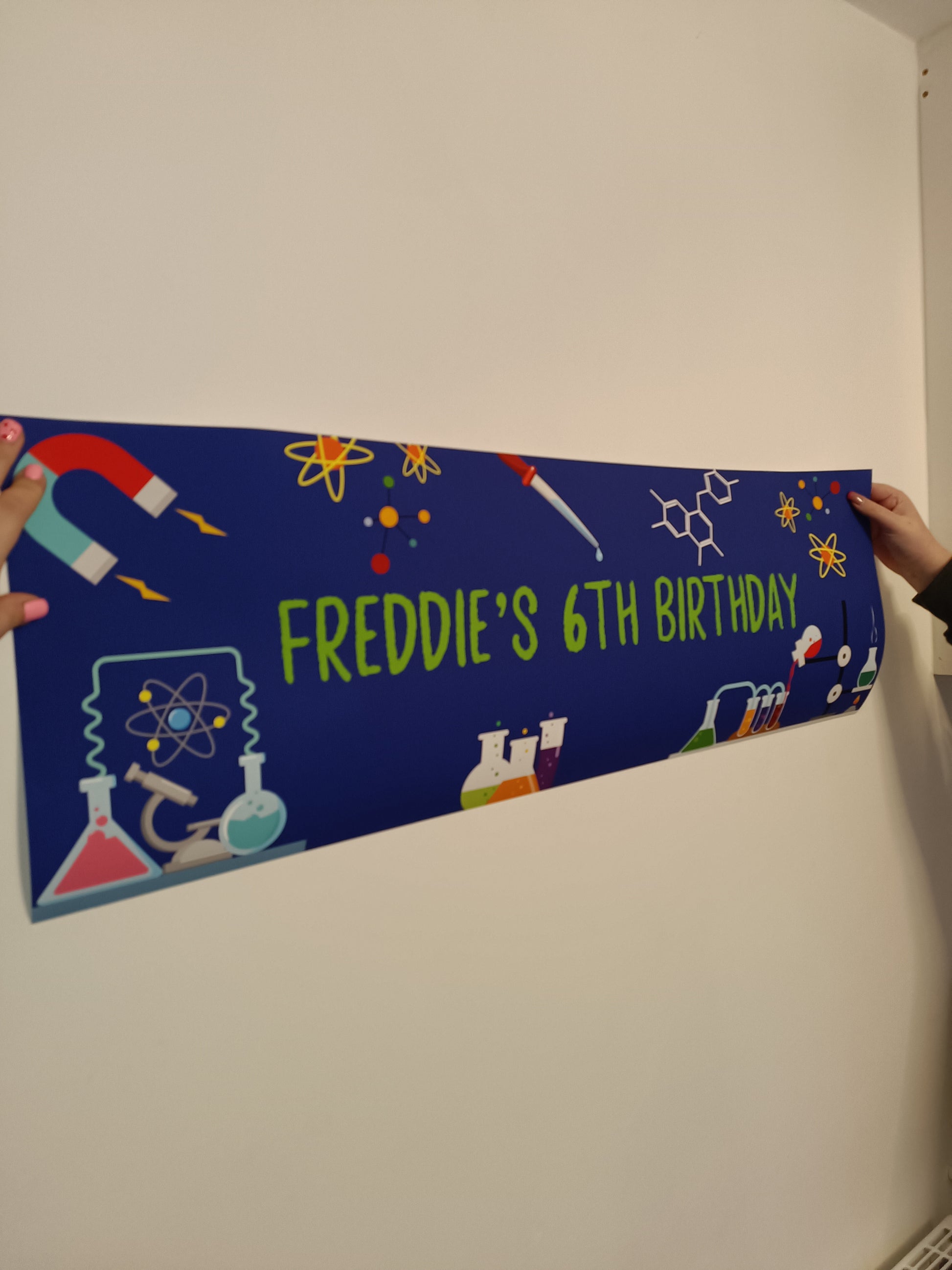 Science Banner | Personalised Party Banner | Science Theme - Dinky Designs