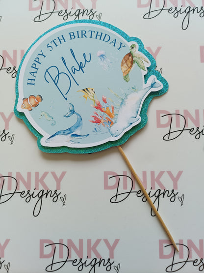 SALE | Cake Topper | Happy 5th Birthday Blake | Under The Sea Cake Topper
