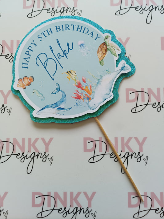 SALE | Cake Topper | Happy 5th Birthday Blake | Under The Sea Cake Topper
