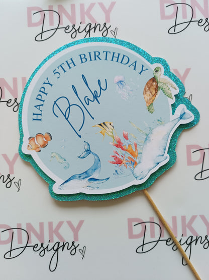 SALE | Cake Topper | Happy 5th Birthday Blake | Under The Sea Cake Topper