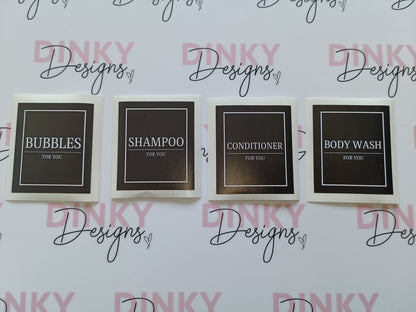 SALE ITEM | Waterproof Bathroom Bottle Labels Set | Bubbles, Shampoo, Conditioner, Body Wash