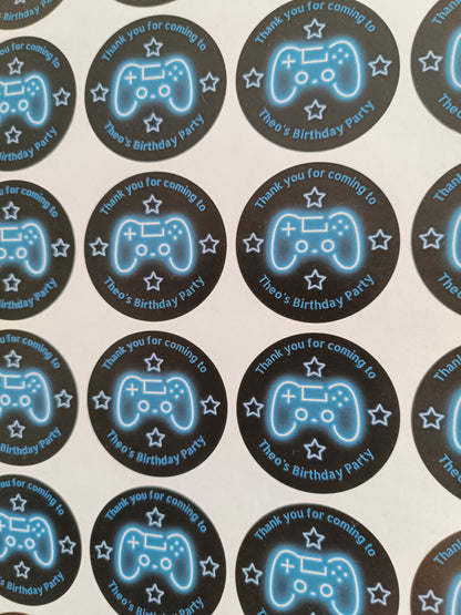 SALE | 35 x Gaming Birthday Party Stickers | Thanks For Coming To Theo's Birthday Party