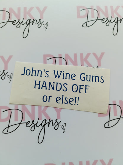 SALE | John's Wine Gums Sticker | Vinyl Sticker | Glasses Jar Sticker