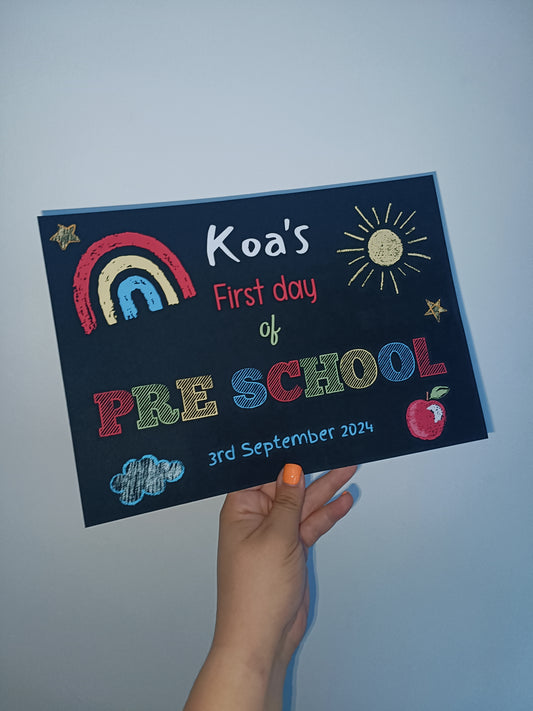 Pre School Print | Personalised First Day Of School | Keepsake Gift