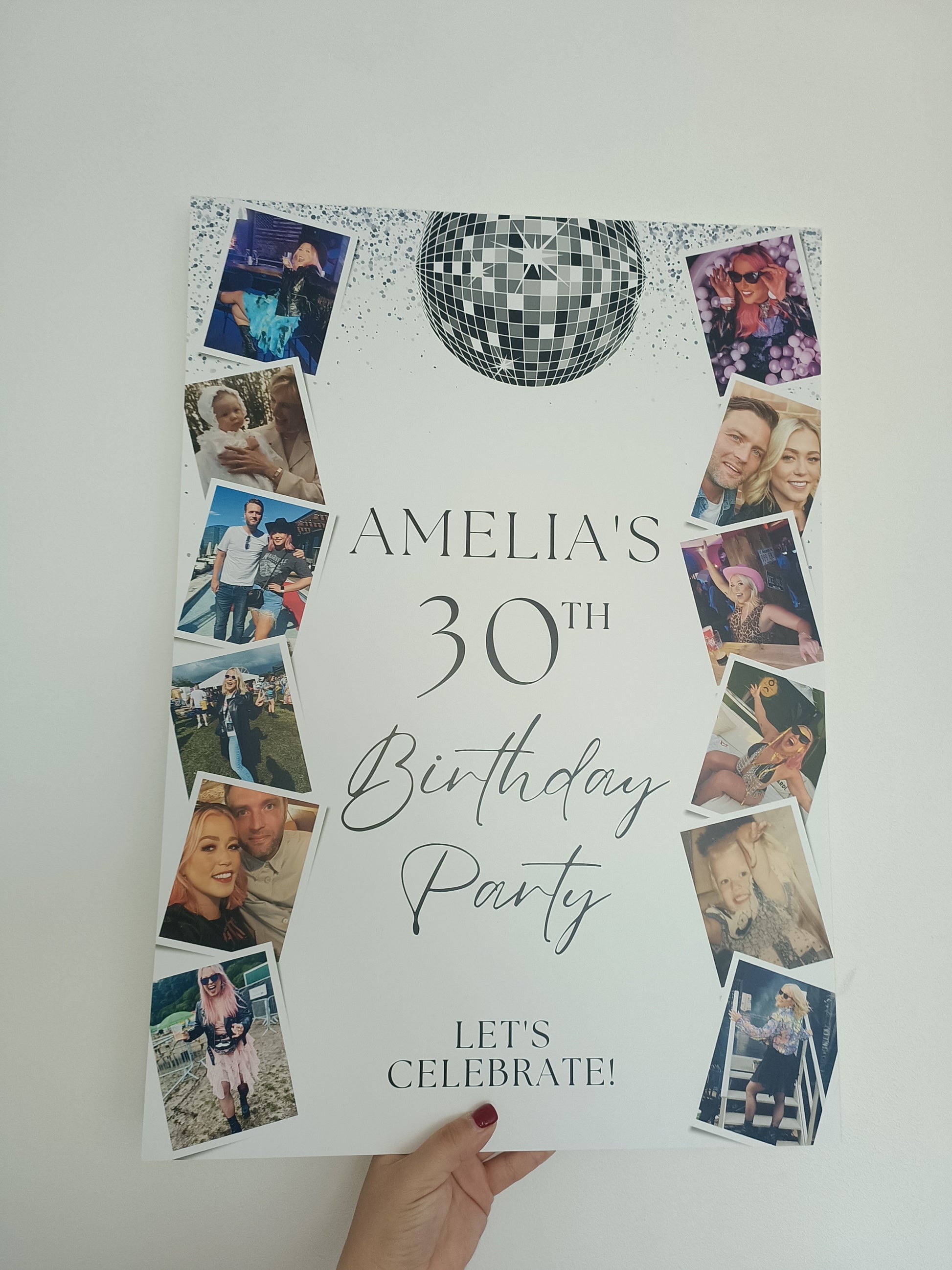 Glitter Disco Image Photo Welcome Board Sign | Personalised Birthday Board | Birthday Party Sign | A4, A3, A2 - Dinky Designs