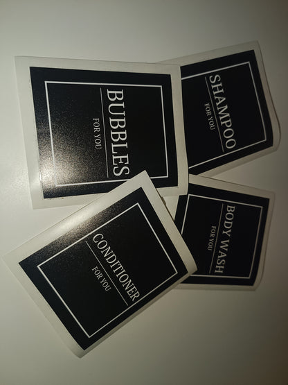 SALE ITEM | Waterproof Bathroom Bottle Labels Set | Bubbles, Shampoo, Conditioner, Body Wash