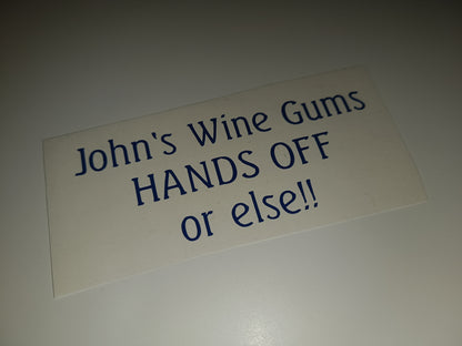 SALE | John's Wine Gums Sticker | Vinyl Sticker | Glasses Jar Sticker