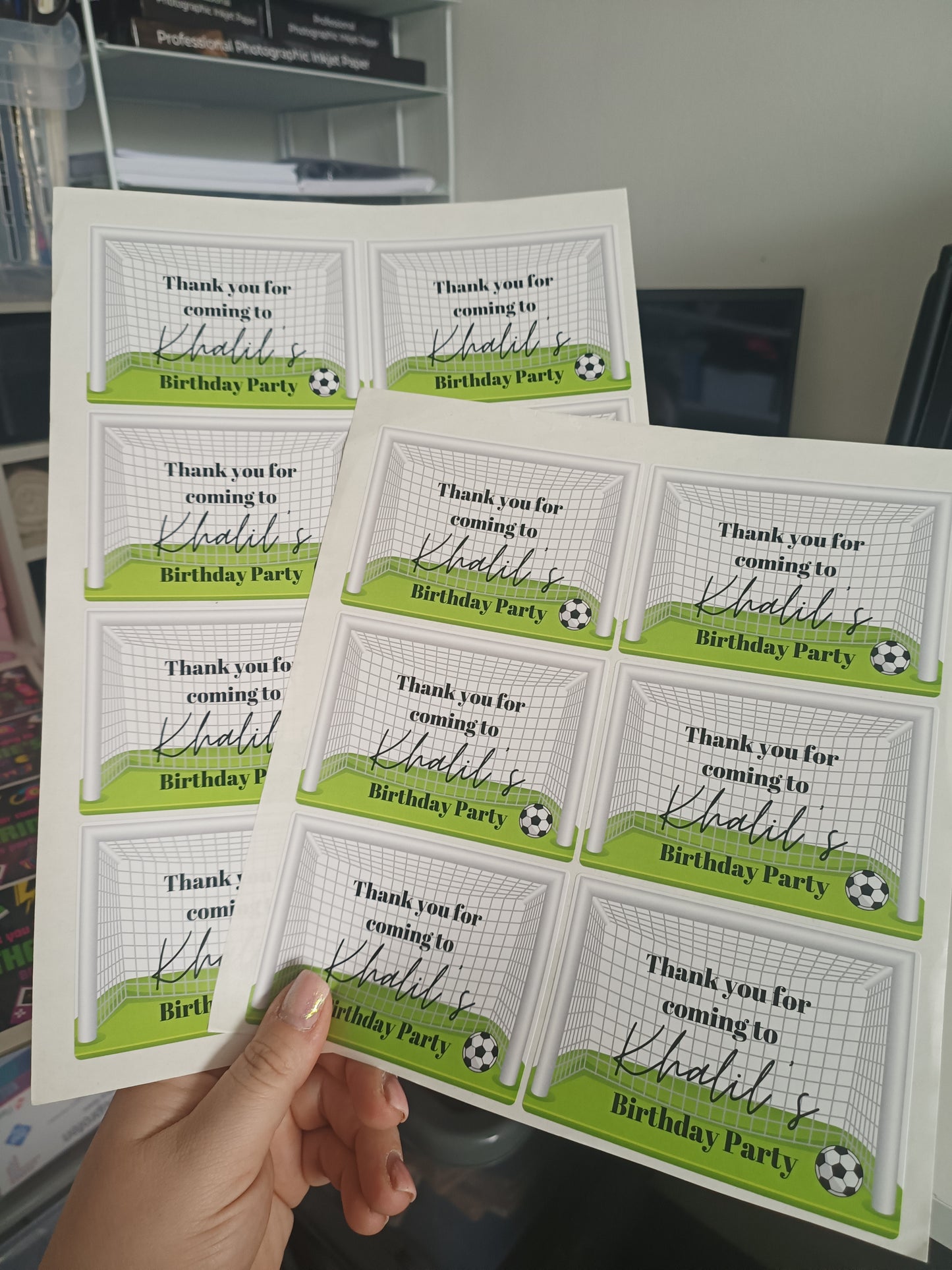 14 x Football Rectangle Party Bag Stickers | Khalil's Birthday Party | SALE ITEM