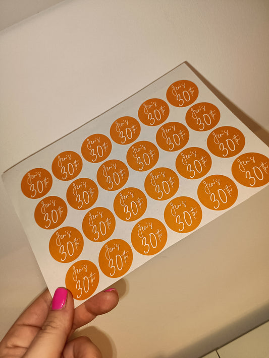 24 x Orange Stickers | Jen's 30th | SALE ITEM