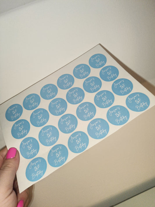 24 x Blue Stickers | Jenson's 5th Birthday | SALE ITEM