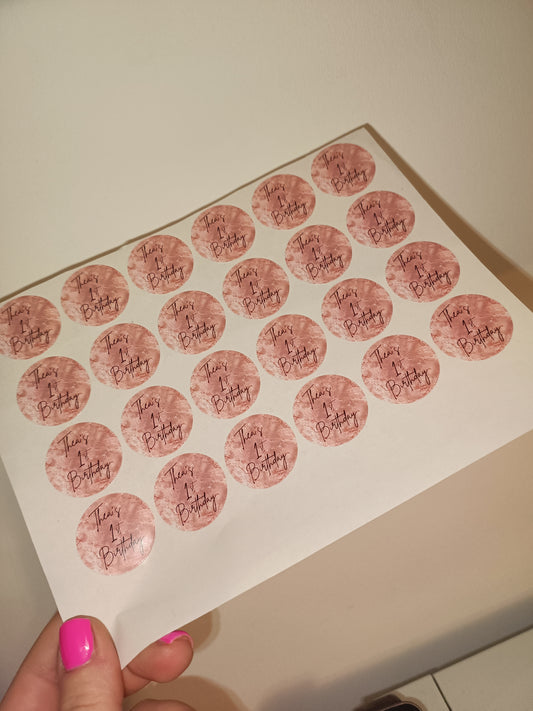 24 x Blush Pink Stickers | Thea's 1st Birthday | SALE ITEM