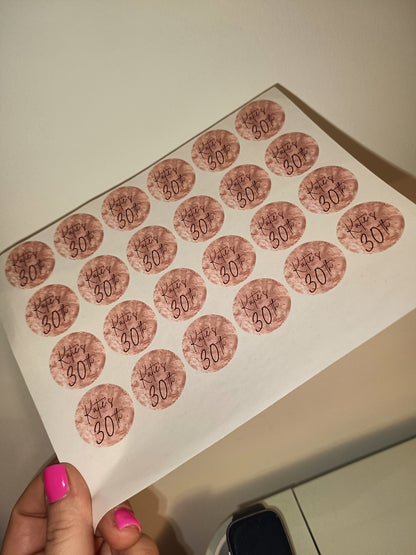 24 x Blush Pink Stickers | Katie's 30th | SALE ITEM