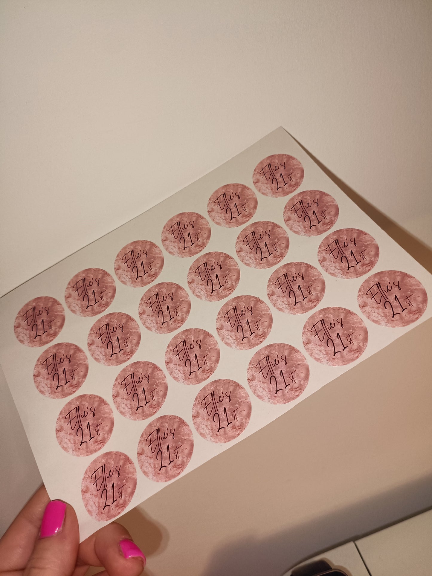 24 x Blush Pink Stickers | Ellie's 21st | SALE ITEM