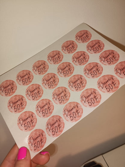 24 x Blush Pink Stickers | Deanne's 50th | SALE ITEM