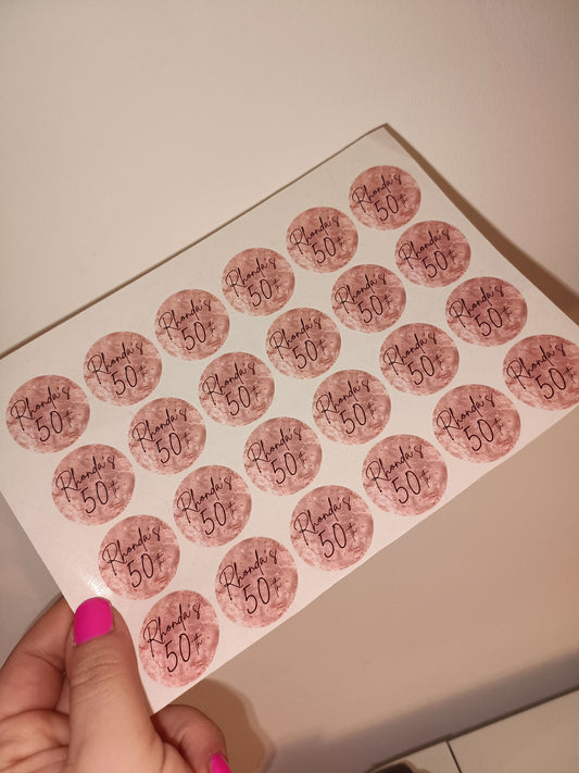 24 x Blush Pink Stickers | Rhonda's 50th | SALE ITEM