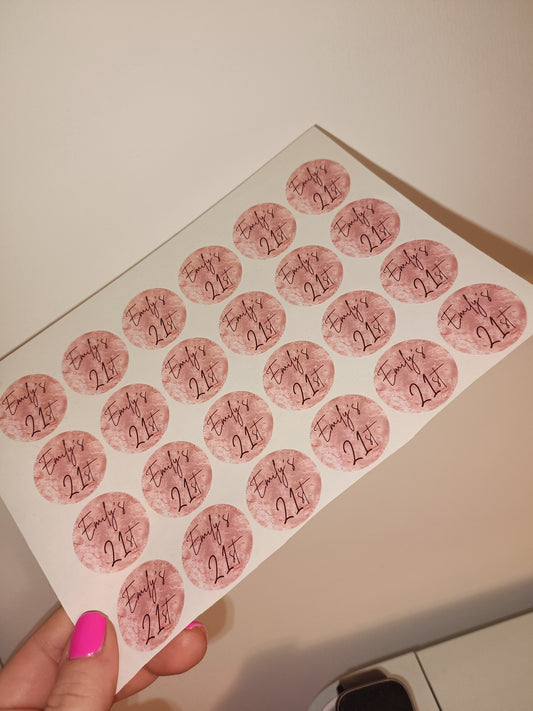 24 x Blush Pink Stickers | Emily's 21st | SALE ITEM