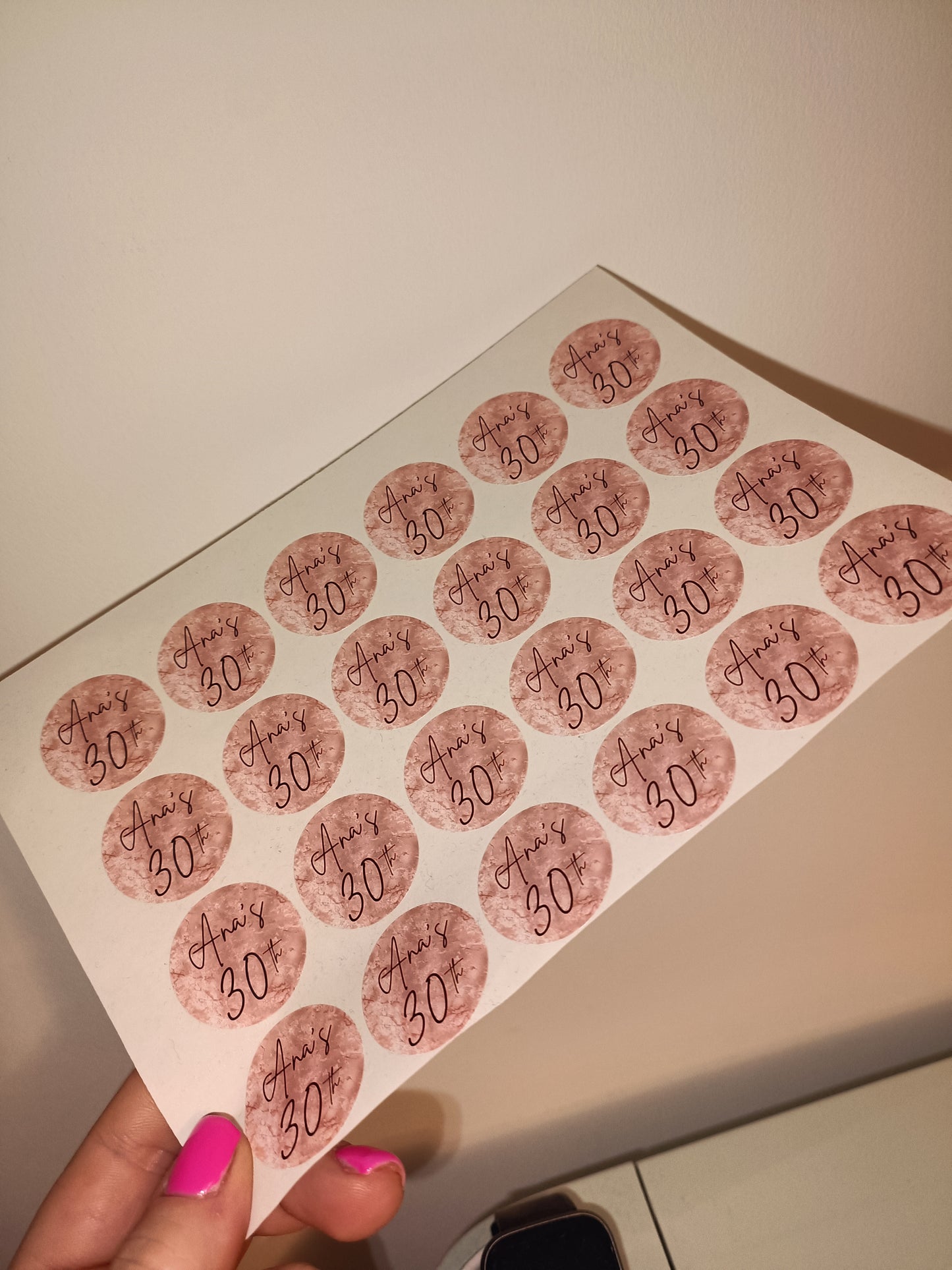 24 x Blush Pink Stickers | Ana's 30th | SALE ITEM