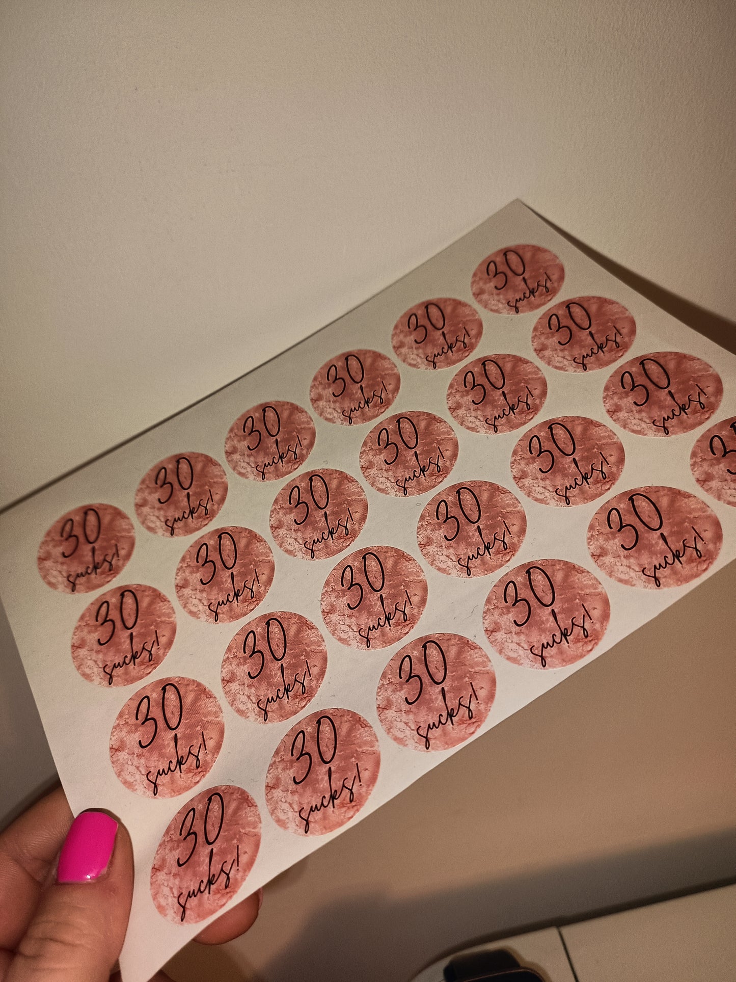 24 x Blush Pink Stickers | 30 Sucks! | SALE ITEM