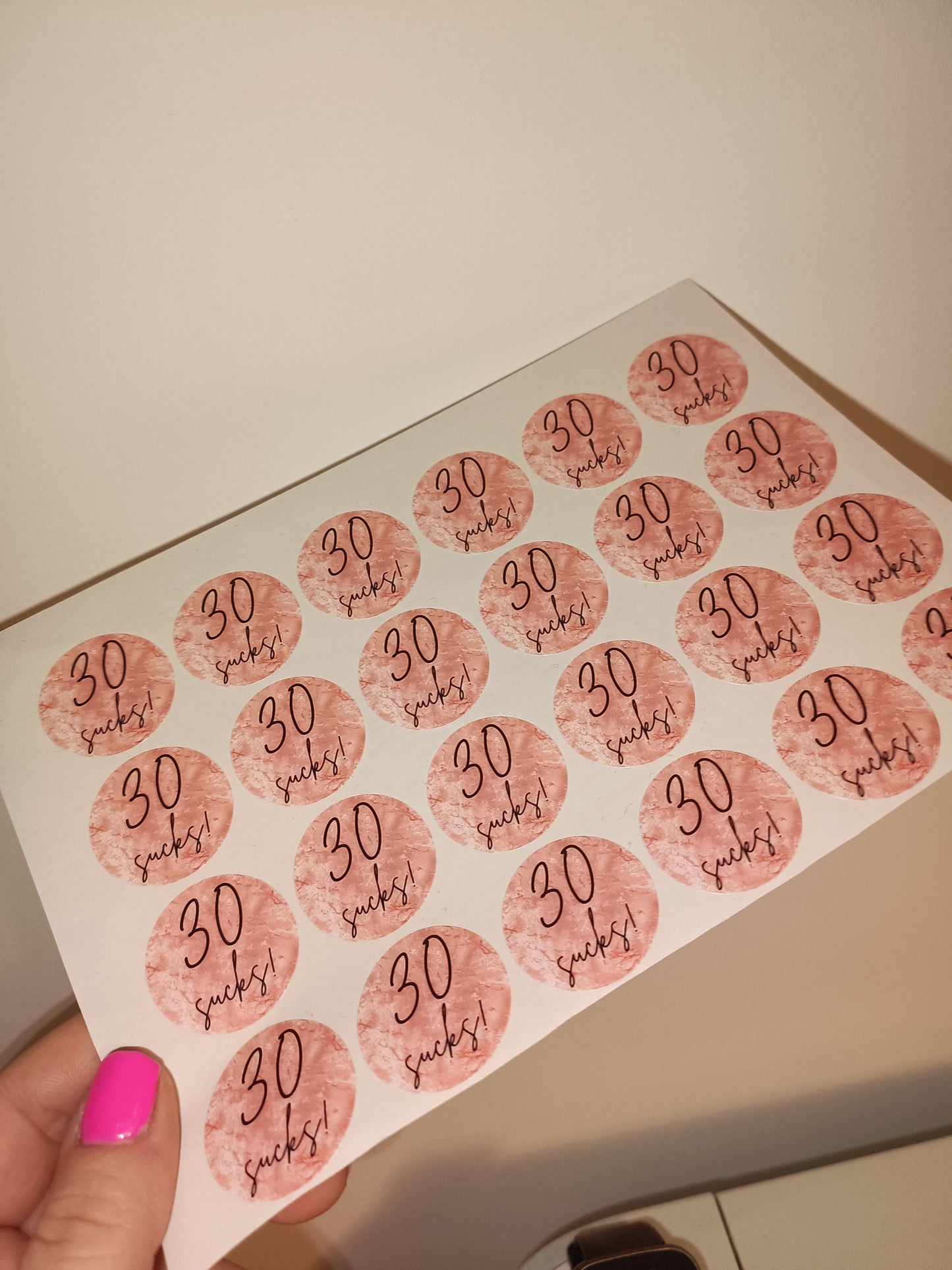 24 x Blush Pink Stickers | 30 Sucks! | SALE ITEM
