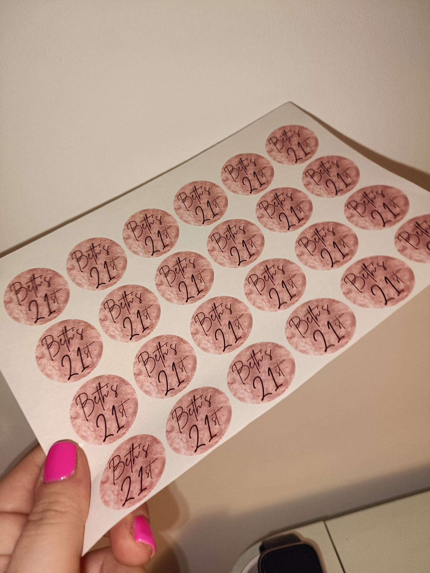 24 x Blush Pink Stickers | Beth's 21st | SALE ITEM