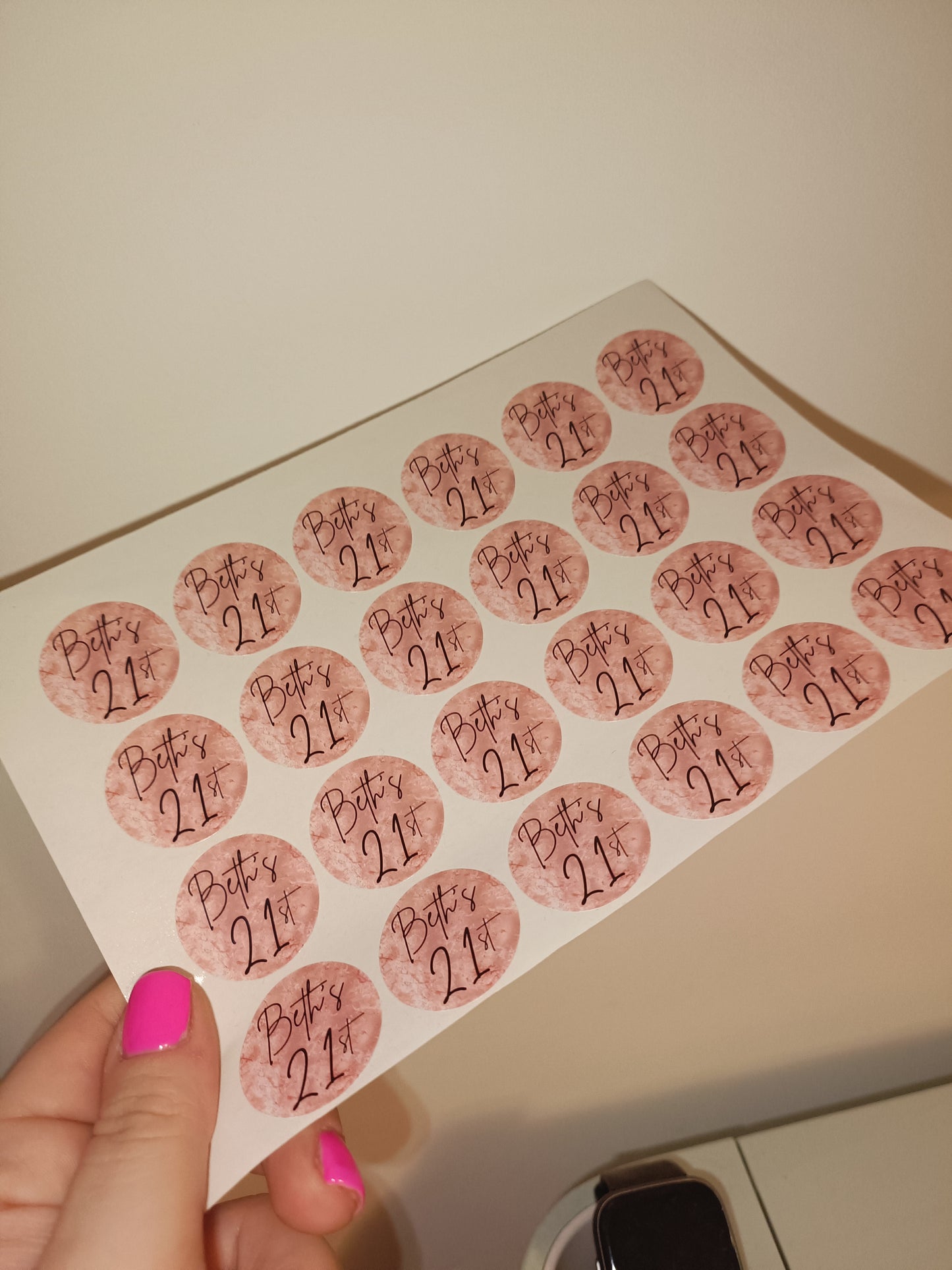 24 x Blush Pink Stickers | Beth's 21st | SALE ITEM