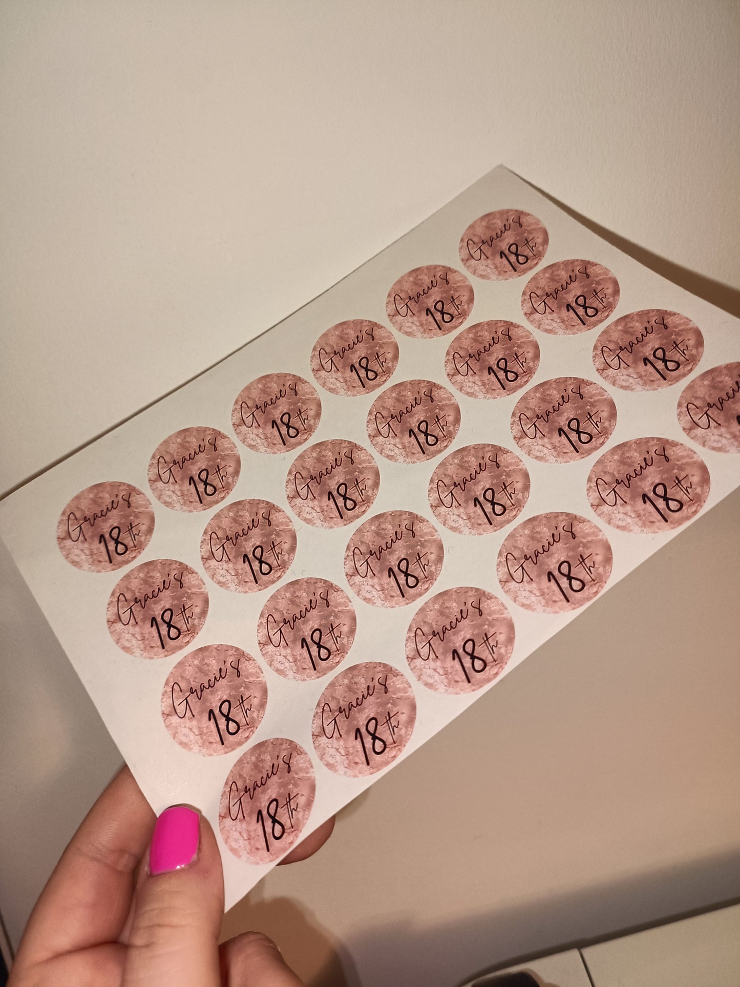 24 x Blush Pink Stickers | Gracie's 18th | SALE ITEM