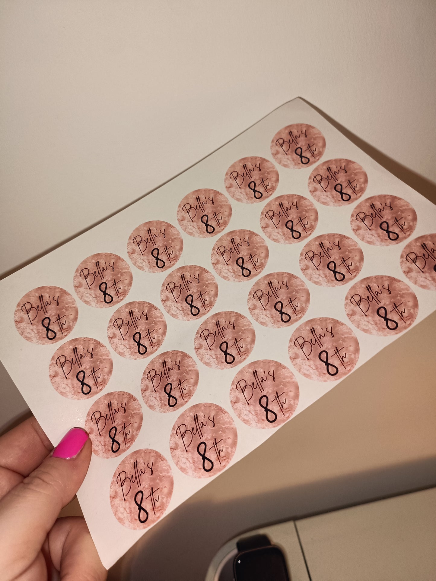 24 x Blush Pink Stickers | Bella's 8th | SALE ITEM