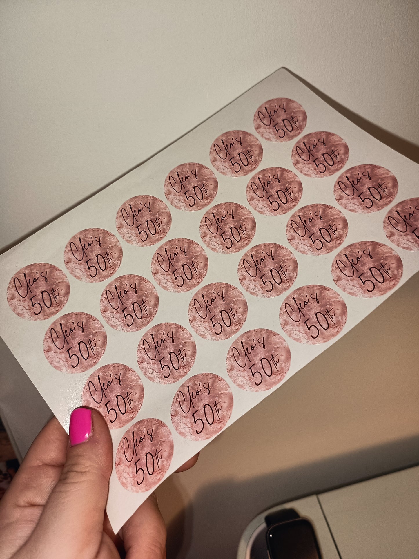 24 x Blush Pink Stickers | Cleo's 50th | SALE ITEM