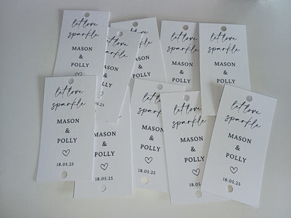 Wedding Sparkler Gift Tags | Let Love Sparkle Gift Tags | Personalised Wedding Tags | Wedding Engagement Ideas