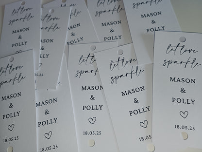 Wedding Sparkler Gift Tags | Let Love Sparkle Gift Tags | Personalised Wedding Tags | Wedding Engagement Ideas