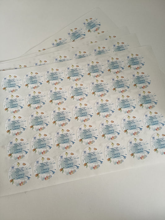 SALE - 4 x 35mm Under The Sea Stickers | Party Bag Stickers | Roman's 1st Birthday