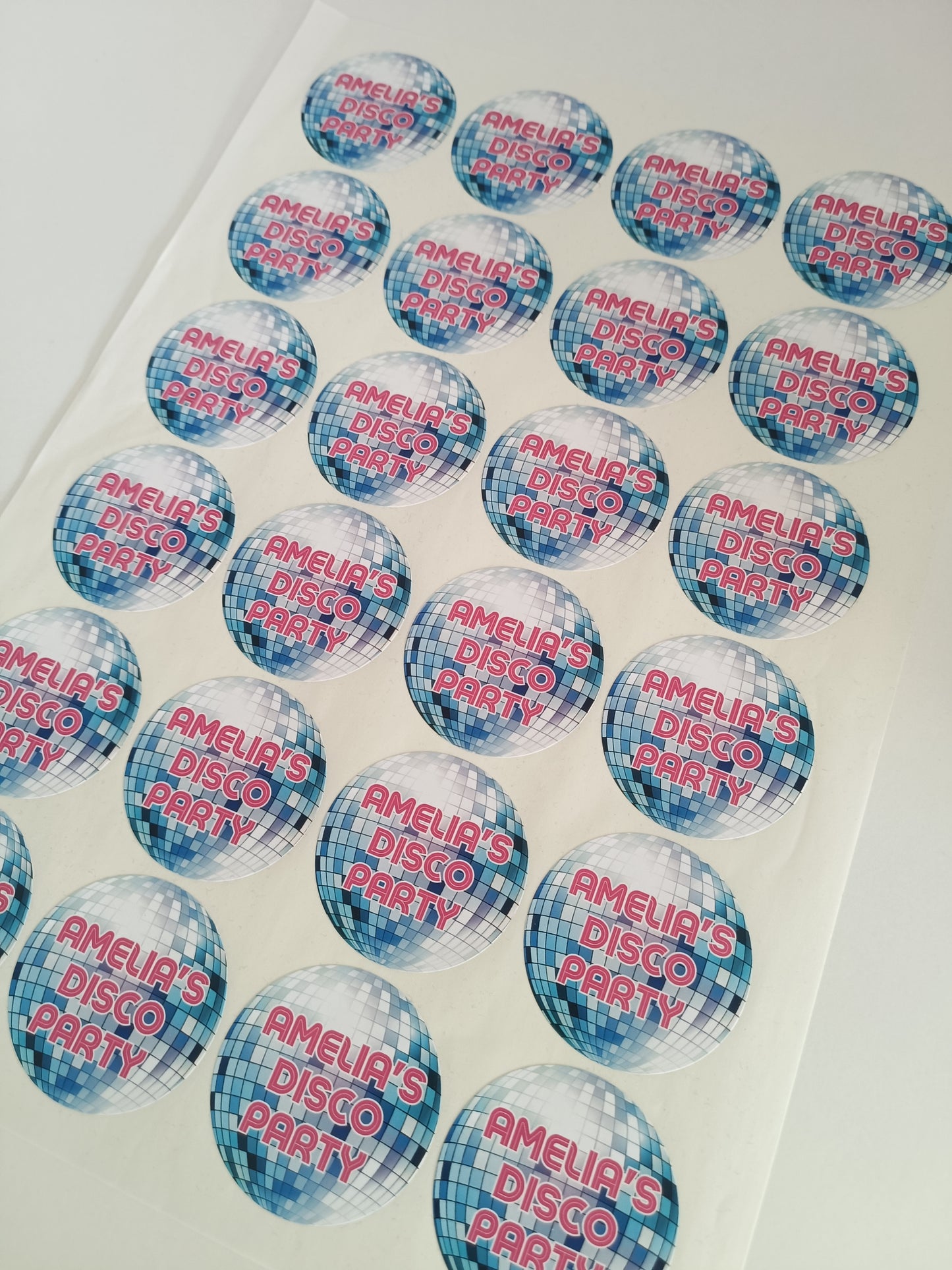 SALE - 1 x 45mm Disco Stickers | Party Bag Stickers | Amelia's Disco Party