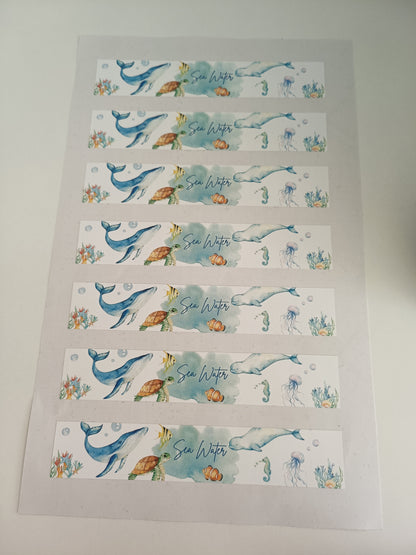 SALE - Sea Water - Under The Sea Label Stickers | Water Bottle Stickers | Under The Sea Theme