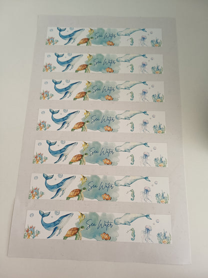 SALE - Sea Water - Under The Sea Label Stickers | Water Bottle Stickers | Under The Sea Theme